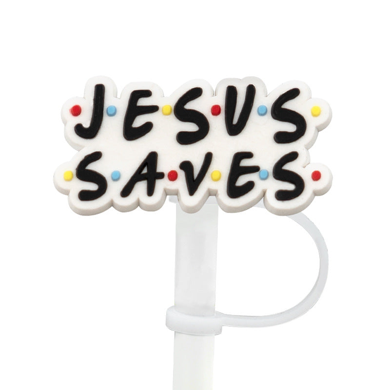 Wholesale of 10pcs God Cross Silicone Dustproof Straw Stoppers